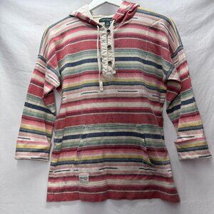 Lauren Jeans Co. Ralph Lauren Western Striped Cotton Long Sleeve Hoodie Strings